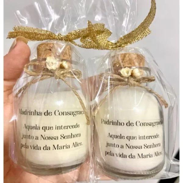4 Velas Aromáticas - 1 Vela Ser Madrinha + 1 Vela Ser Padrinho + 1 Vela Madrinha de Consagração + 1 Vela Padrinho de Consagração de Batismo 50ml - Imagem 3