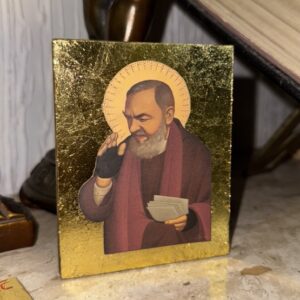 Quadrinho São Padre Pio GOLD 10cm